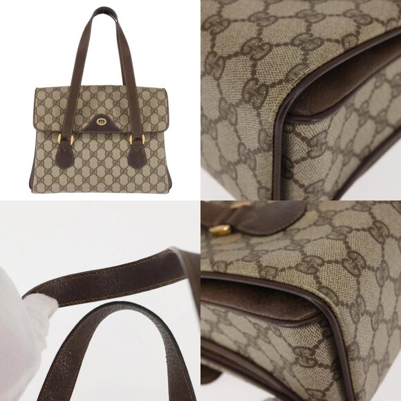 GUCCI GG Supreme Hand Bag PVC Beige Gold 116 02 080 Auth BA6160 - Picture 13 of 15